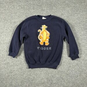Vintage Disney Store Tigger Sweatshirt Kids Size Small Navy Blue Winnie the Pooh